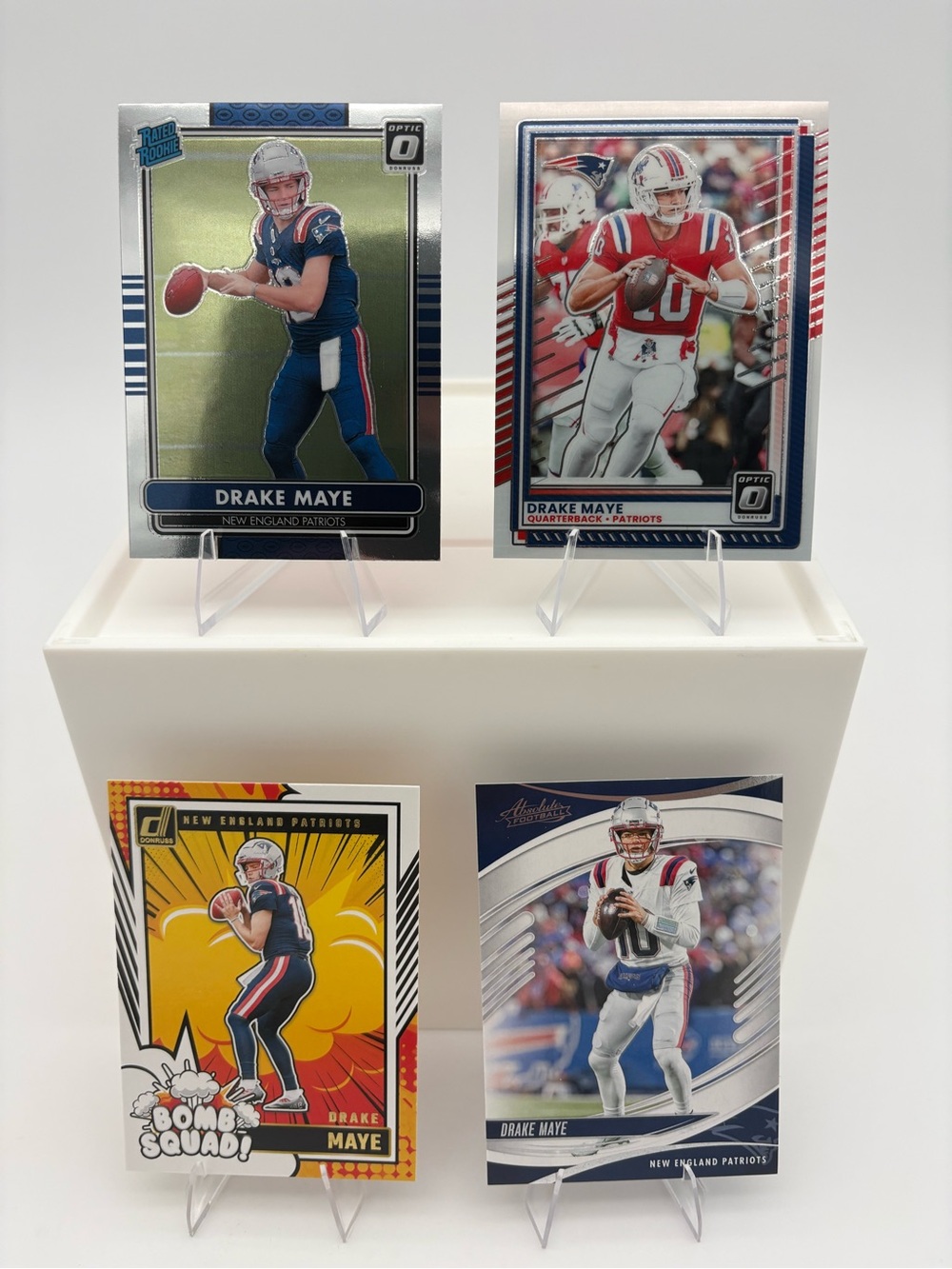 Drake Maye Patriots 4-Card Lot 🔥 Bomb Squad & Retro Series Rated Rookie 🔥